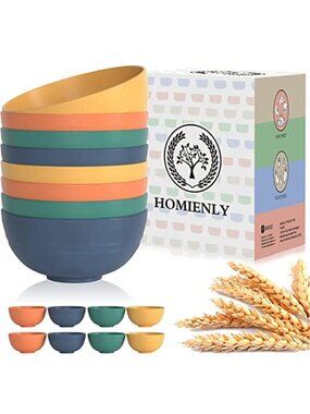 Plastic Bowls Alternative, Unbreakable Wheat Straw Cereal Bowls 8 PCS